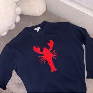 Navy Crewneck Sweater with Red Lobster